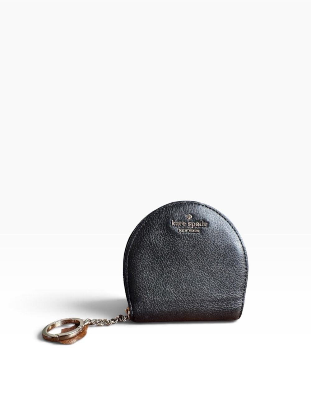 Kate Spade Black Pebbled Leather Compact Wallet w Coin Pouch